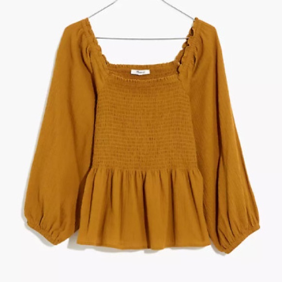 Madewell Tops - Madewell • Lucie Smocked Peplum Top